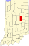 Map of Indiana highlighting Madison County